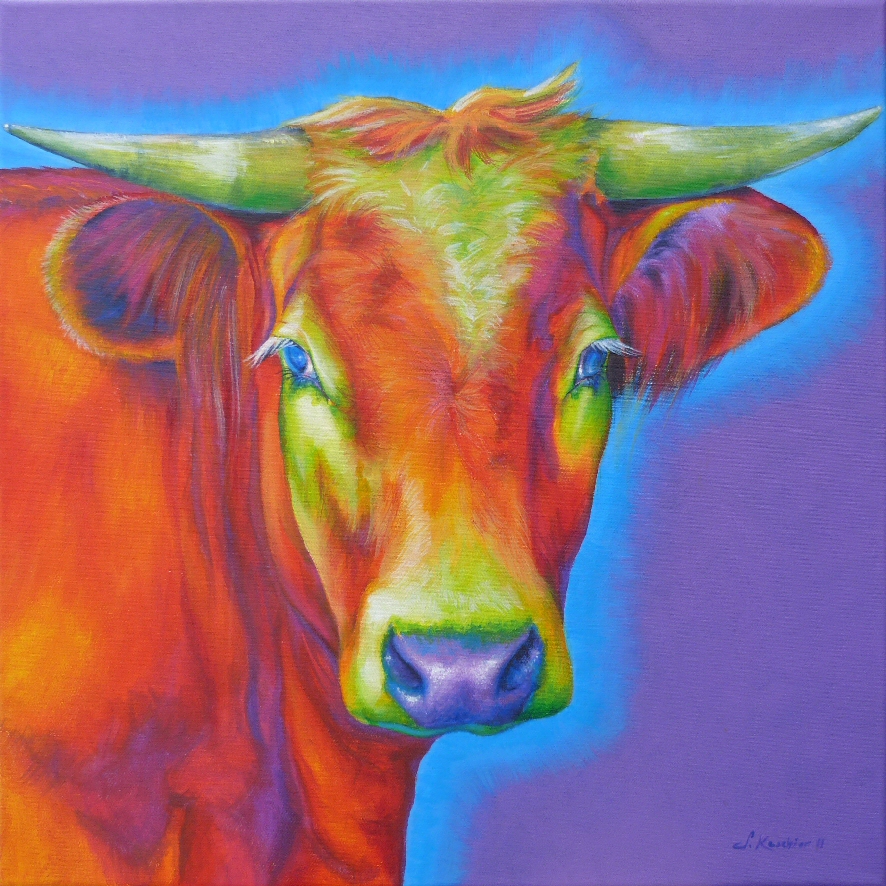 Du bunte Kuh Bild Kunst von Sabine Koschier bei KunstNet